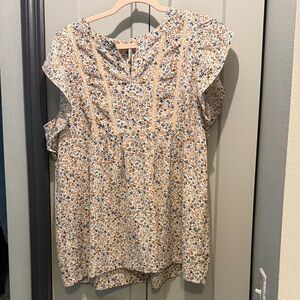 Chic Floral Ruffle Sleeve Blouse